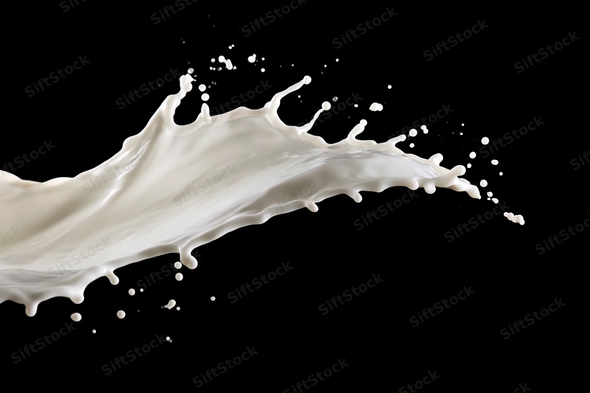 Milk splash frozen in motion against black background