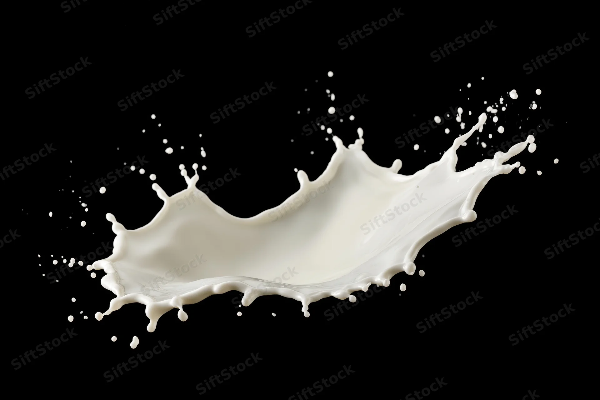 Milk splash frozen in motion against black background