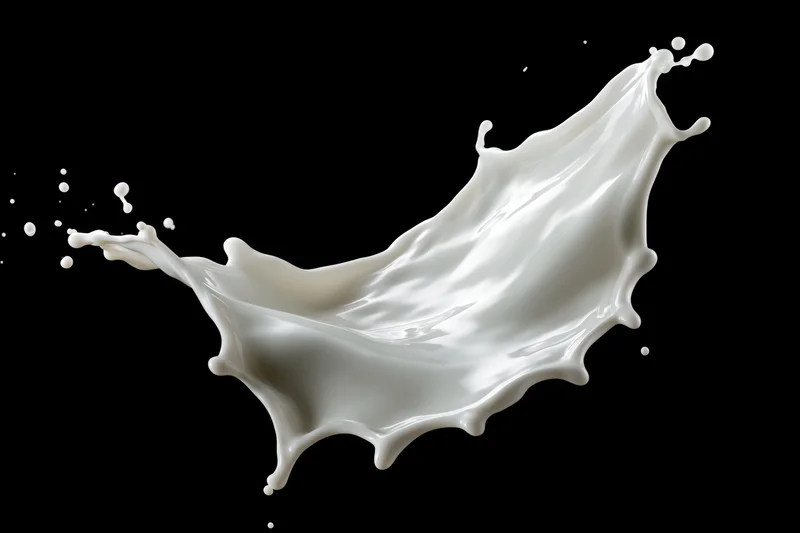 Milk splash frozen in mid-air against black background