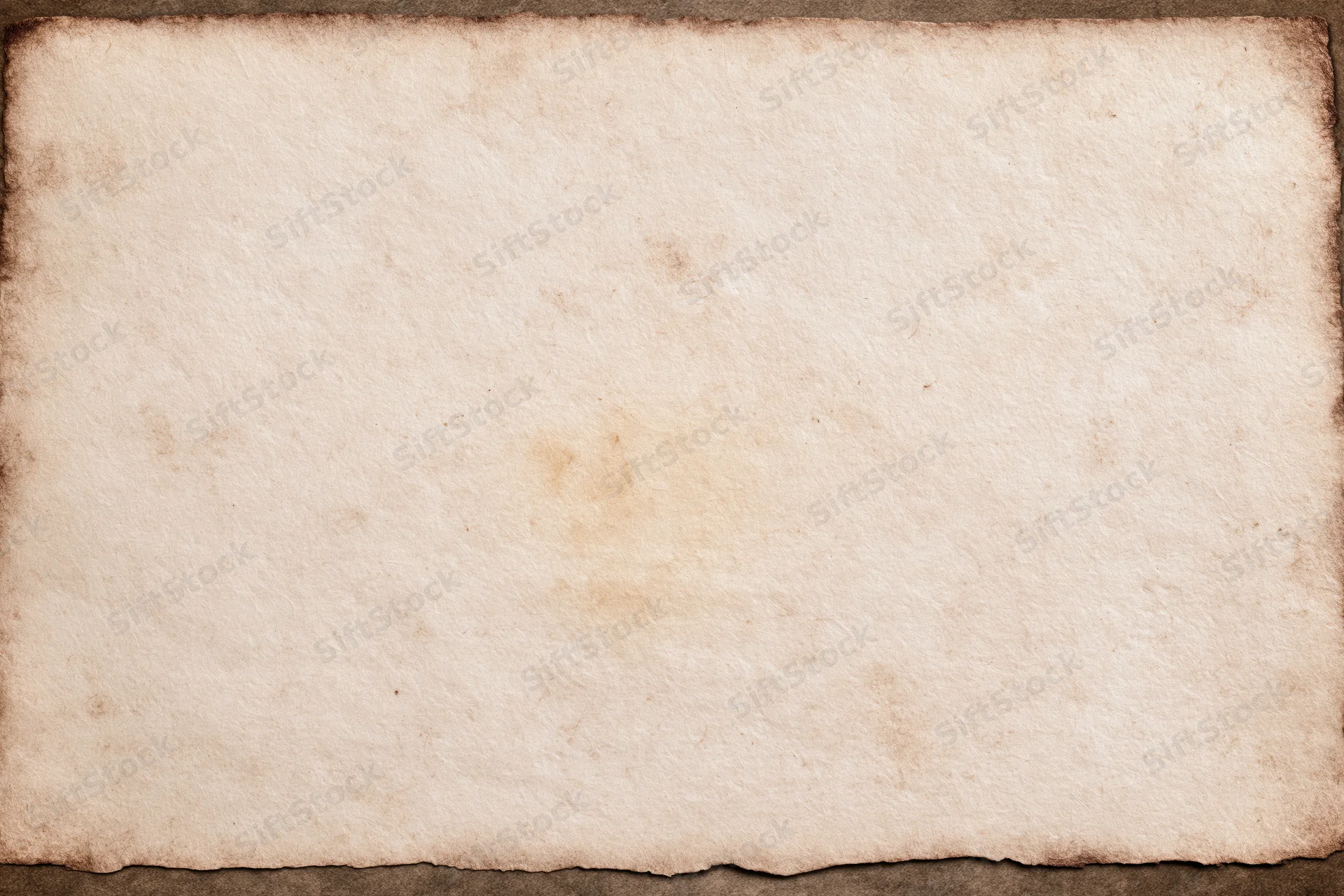 Aged paper sheet with textured surface and browned edges filling the frame
