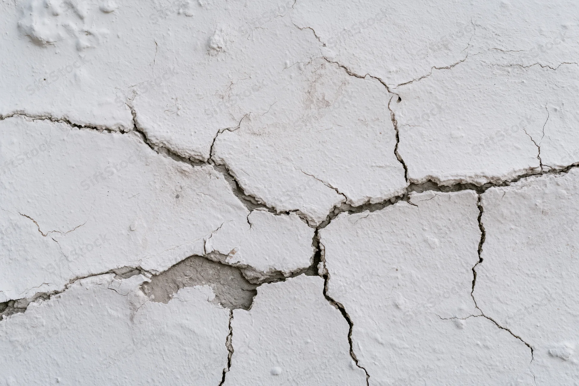 Cracked concrete wall surface showing damage and wear from weathering