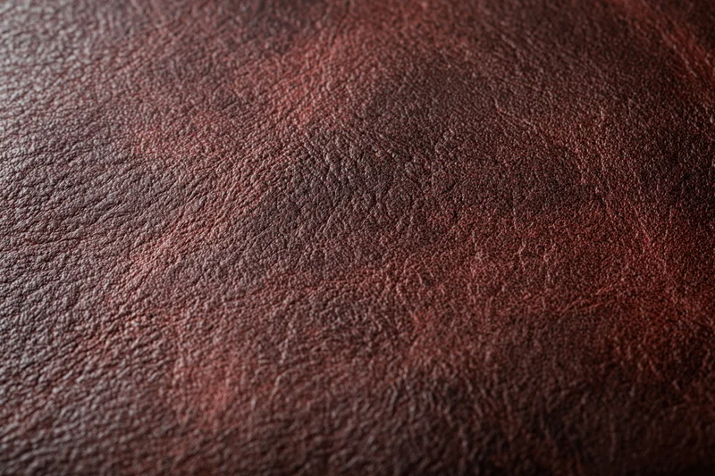 Close-up of aged dark brown leather surface with visible grain and texture