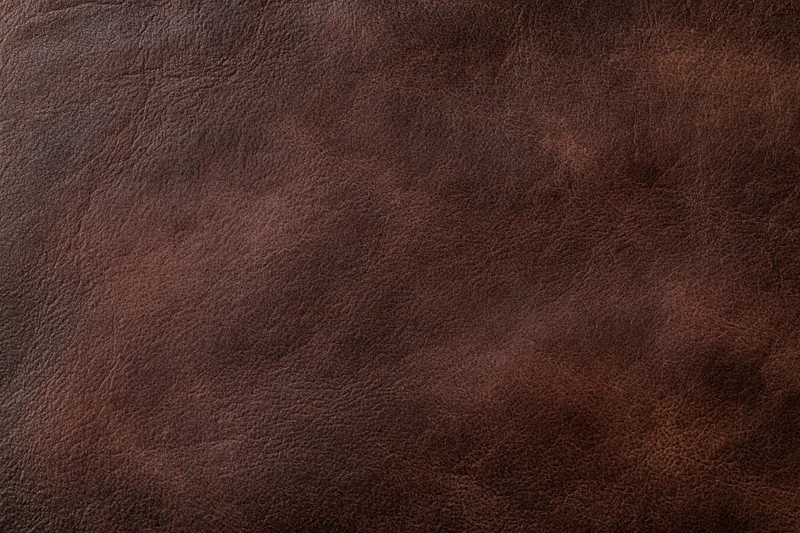 Close-up of aged dark brown leather surface with visible grain and texture