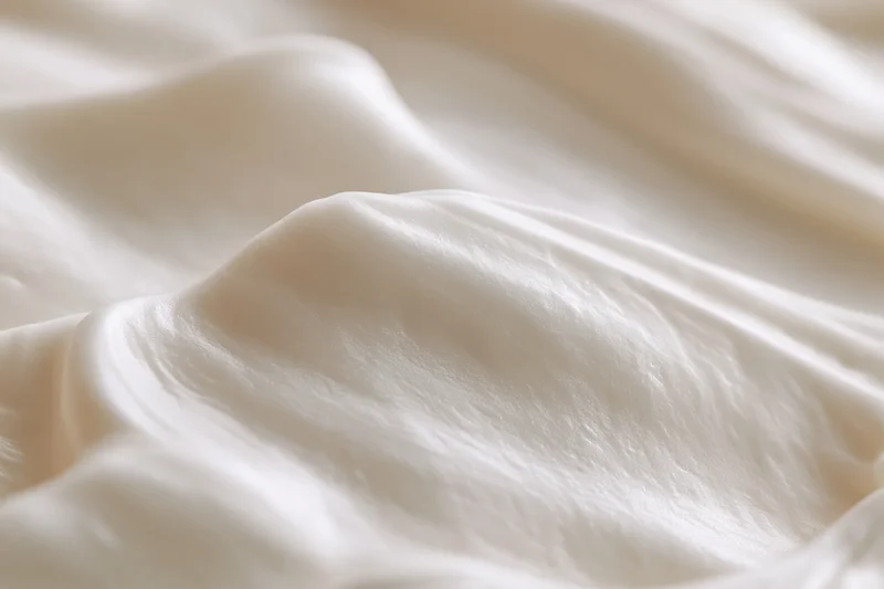 Close-up of thick white cream texture with soft glossy folds