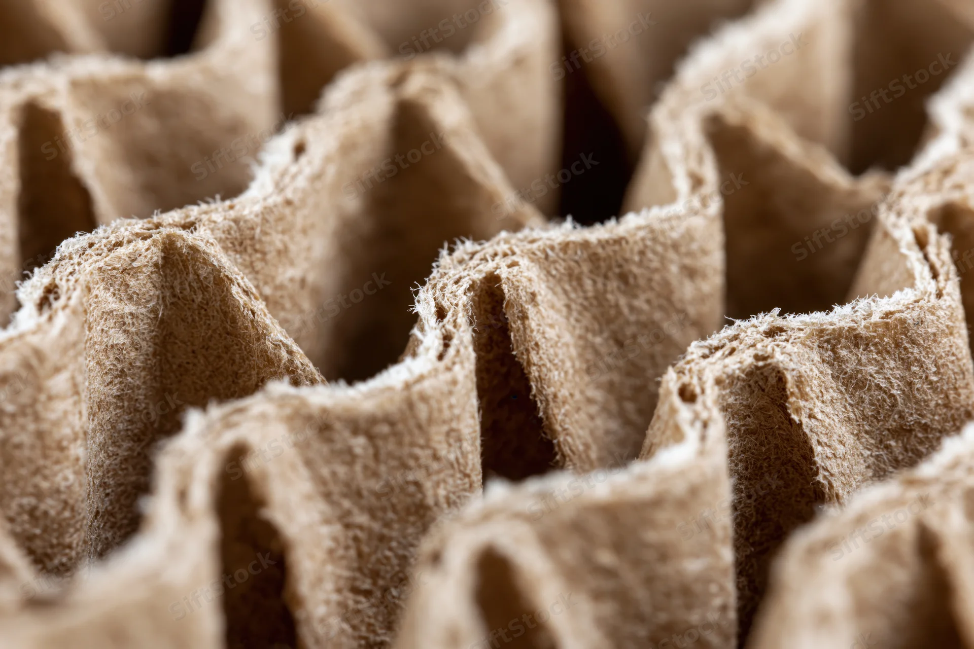 Closeup of corrugated cardboard texture filling the frame
