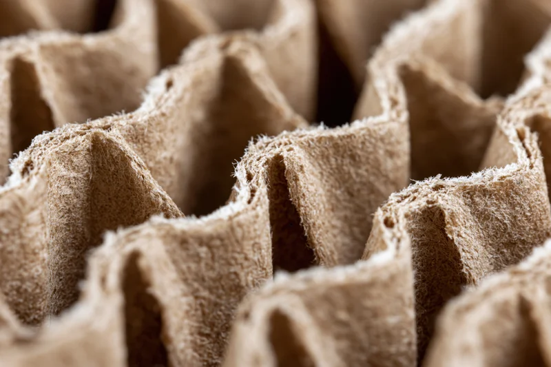 Closeup of corrugated cardboard texture filling the frame