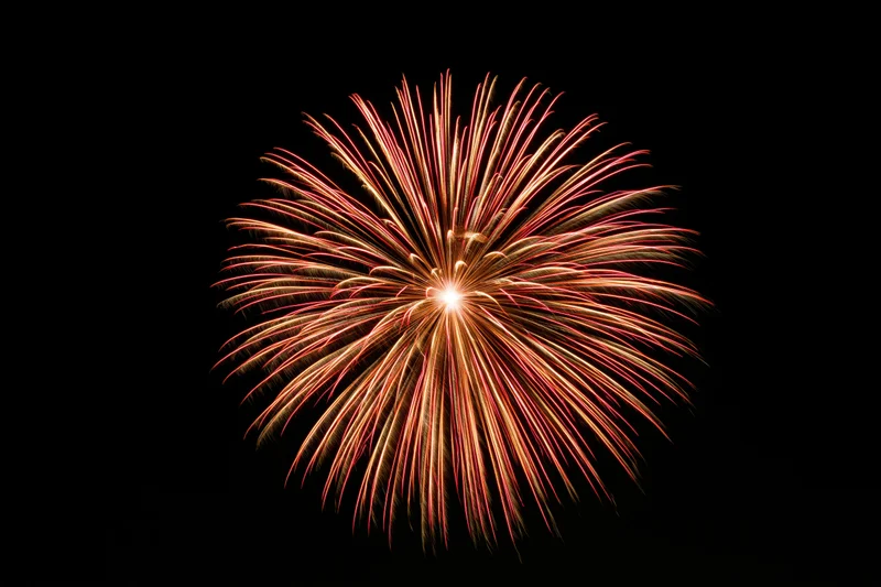 Single firework burst exploding in the night sky