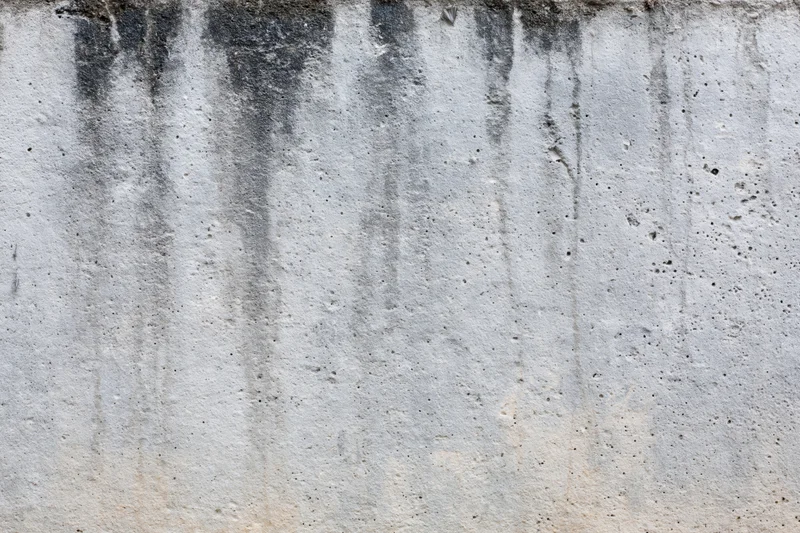 Weathered concrete wall surface filling the frame with vertical stains and rough texture