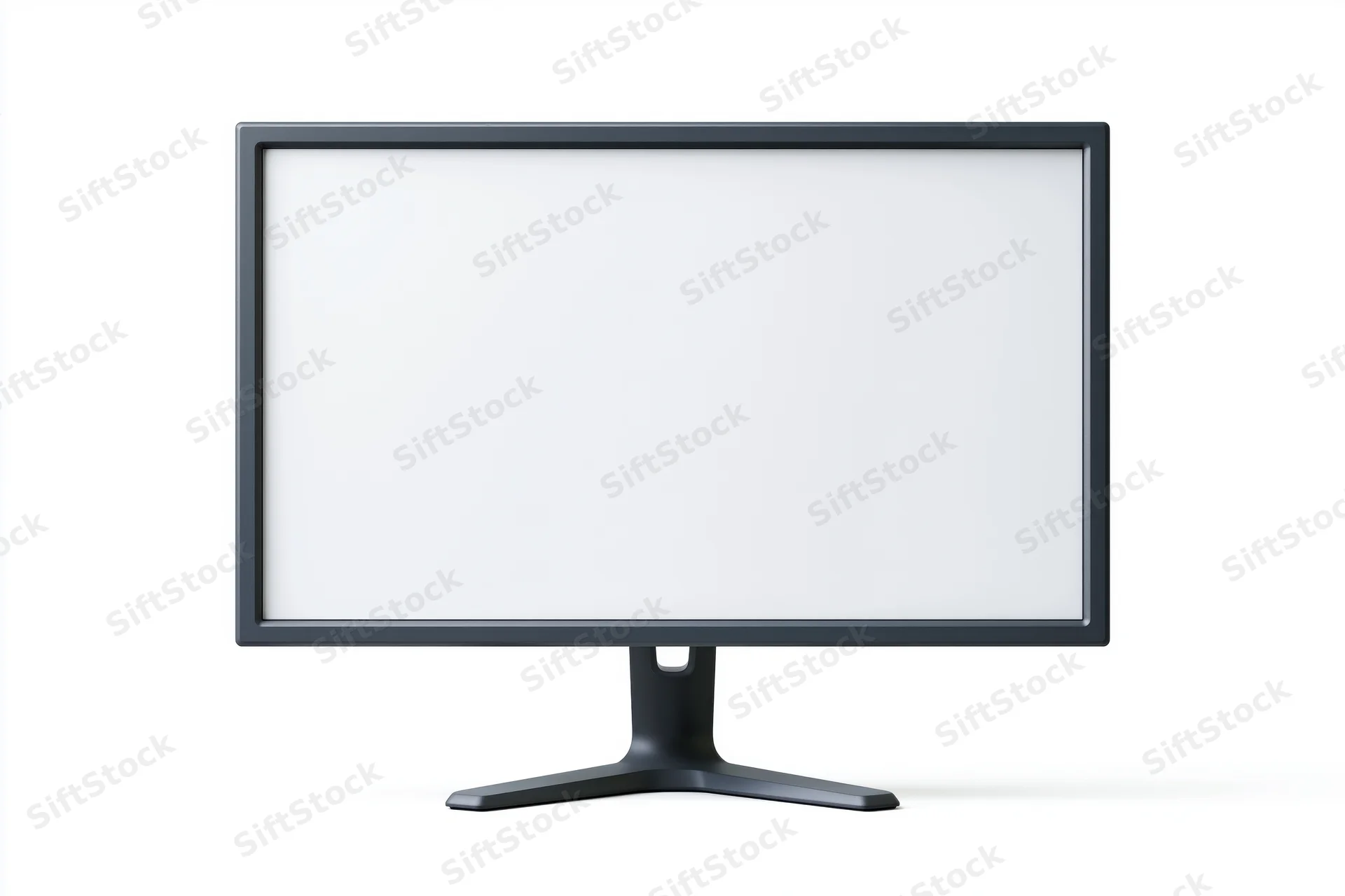 Modern flat-screen desktop monitor with blank white display on white background