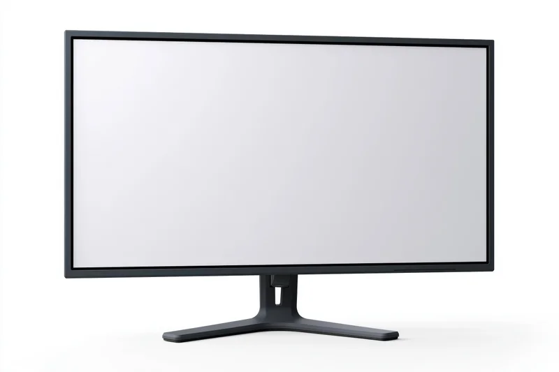 Modern flat-screen desktop monitor with blank white display on white background