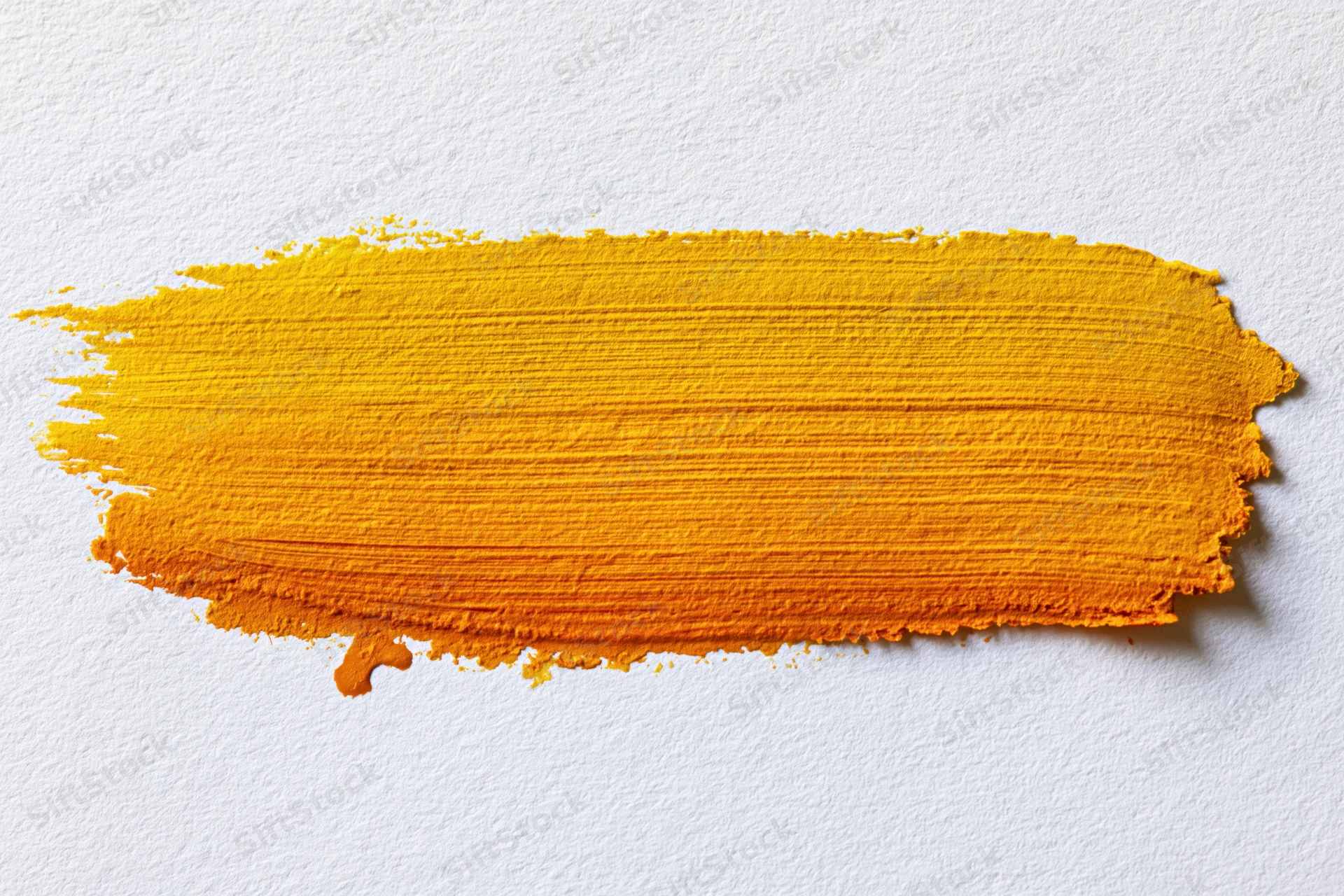 Horizontal watercolor brushstroke transitioning from yellow to orange on white textured paper