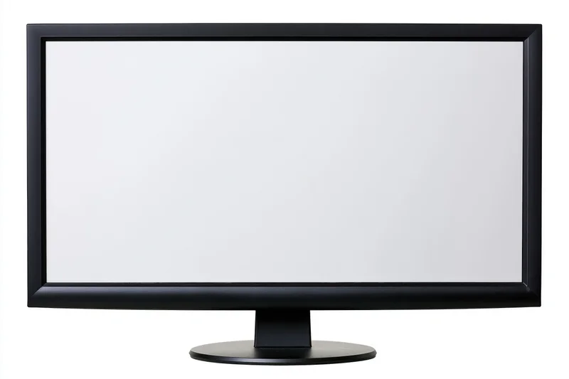 Widescreen computer monitor with blank white screen on white background