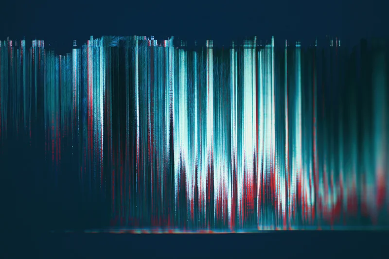 Digital screen glitch artifact filling the frame with vertical color distortions