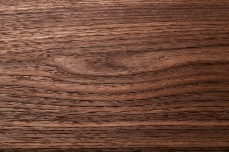 Close-up of smooth dark walnut wood surface with visible grain pattern