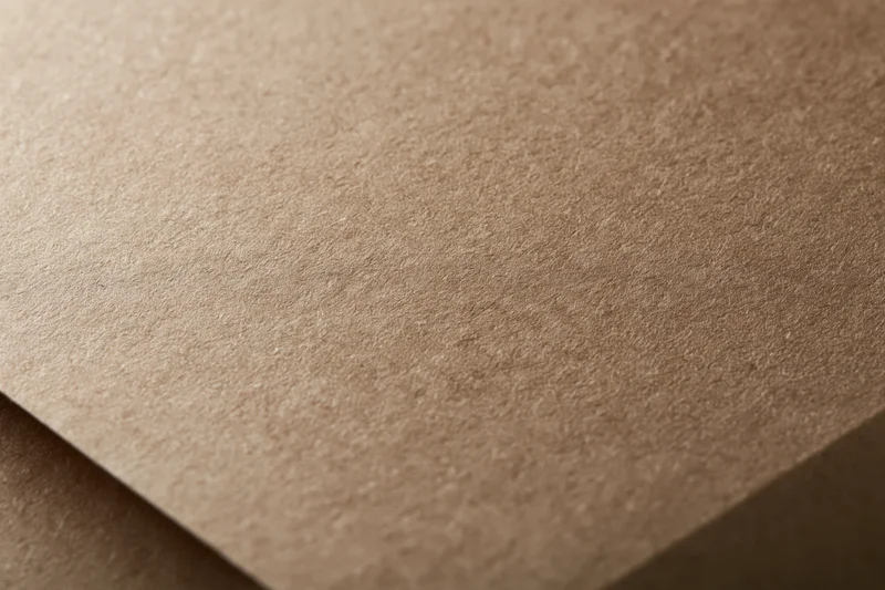 Close-up of smooth matte brown kraft paper surface in flat lay arrangement