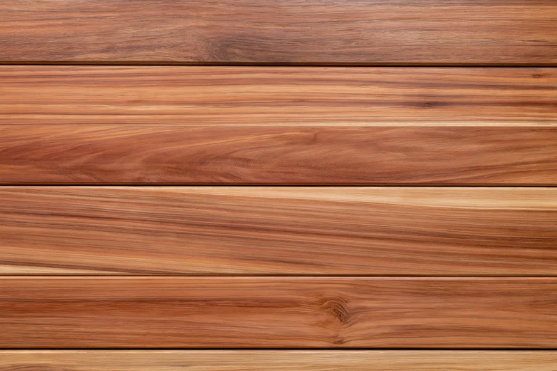 Horizontal teak wood planks with visible grain forming a smooth surface