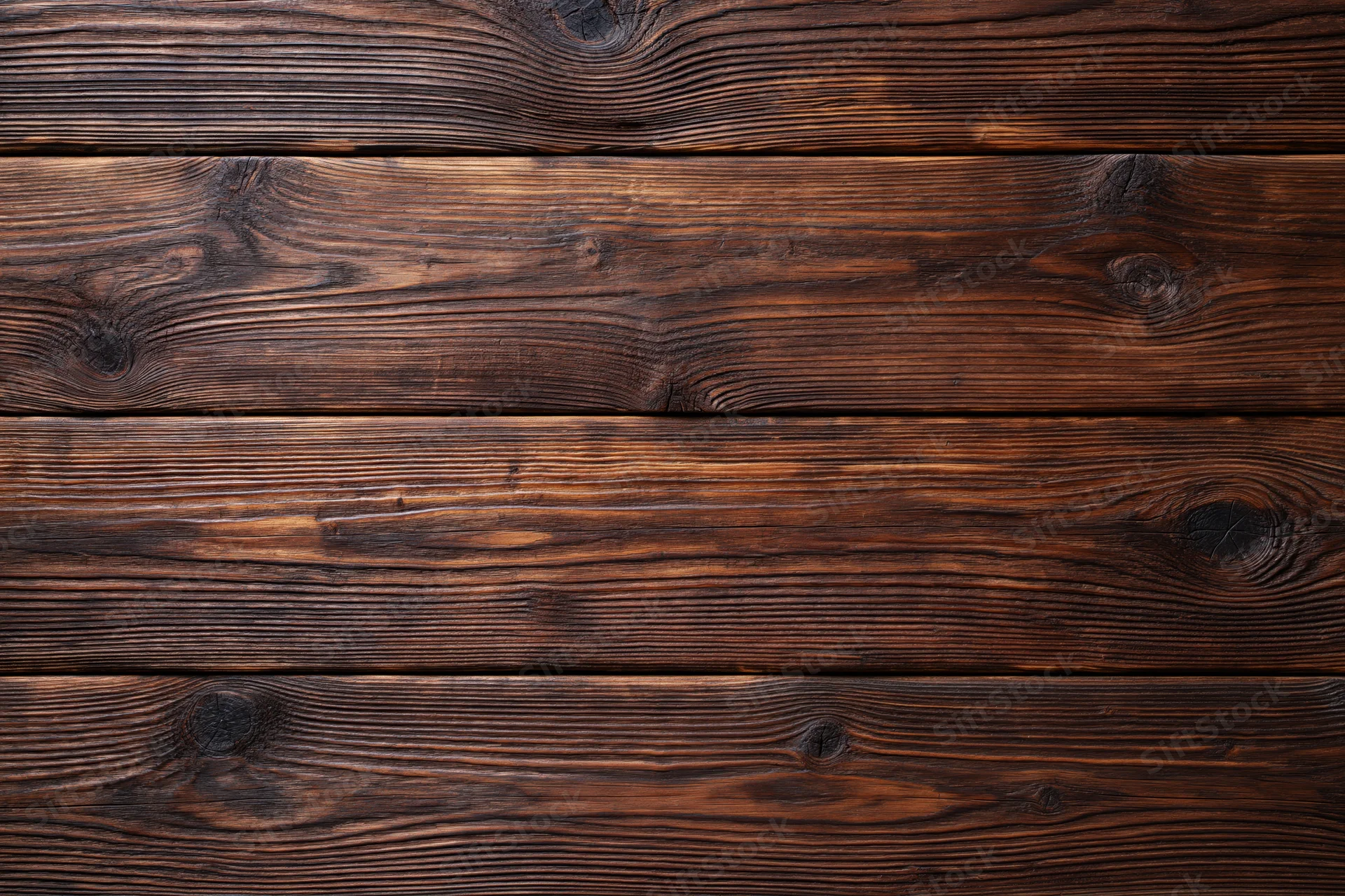 Close-up of dark aged walnut wooden planks arranged horizontally as a textured surface