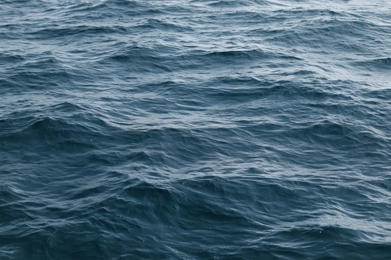 Close-up overhead view of open ocean surface with low rolling waves