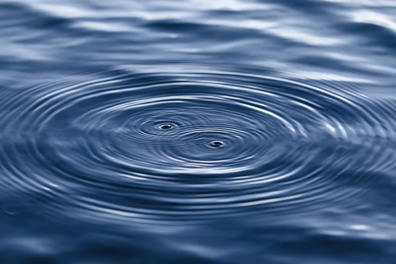 Close-up of concentric ripples spreading across a calm water surface