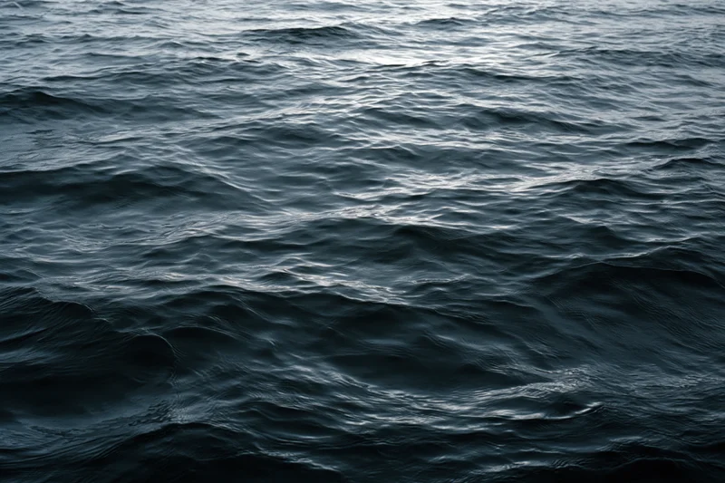 Dark rippling ocean surface viewed from above filling the frame