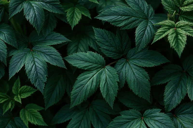Dense cluster of dark green compound leaves filling the frame