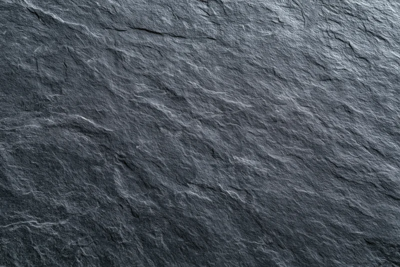 Close-up of dark slate stone surface with natural texture and grain filling the frame