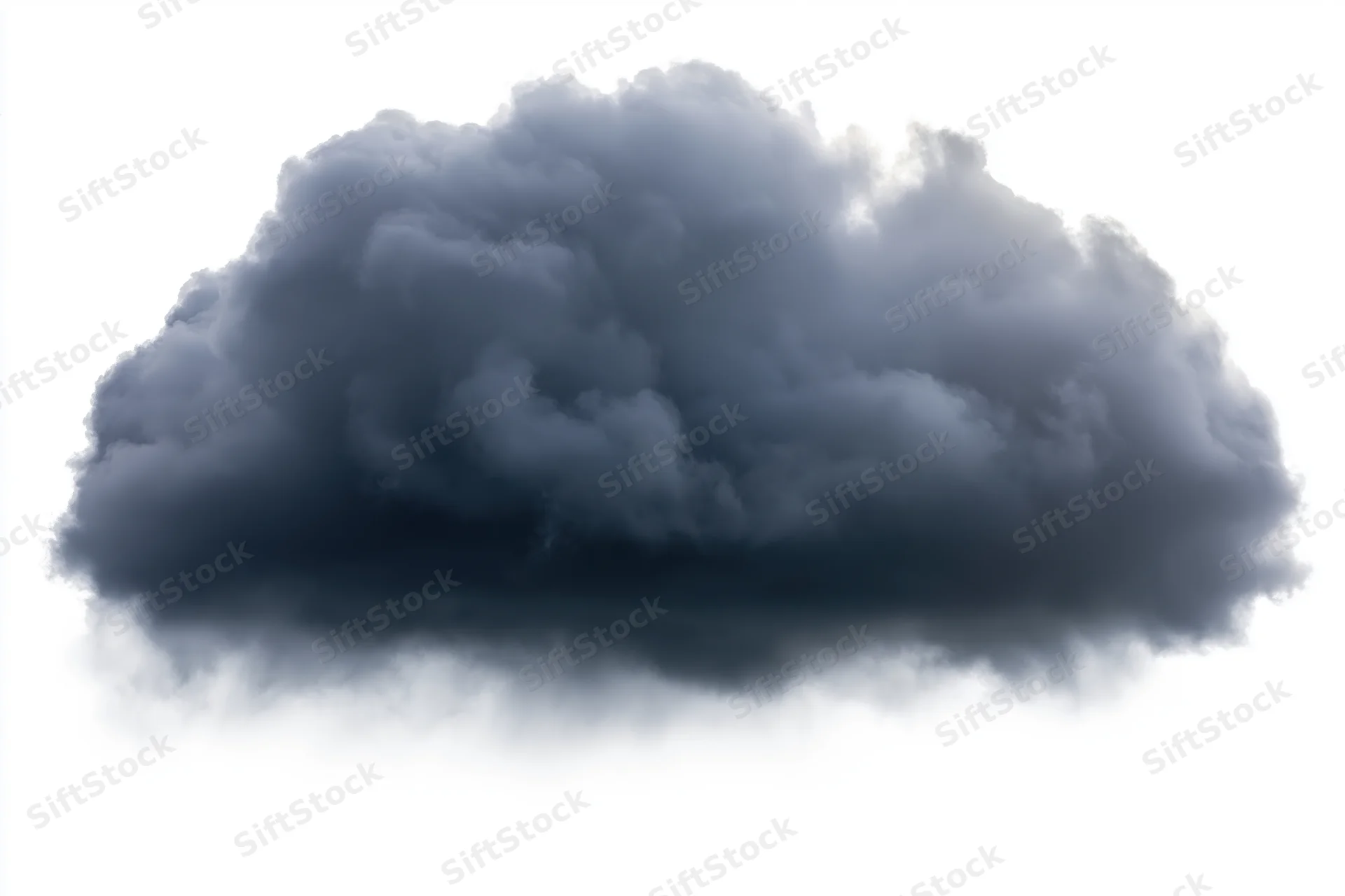Dark storm cloud isolated against white background