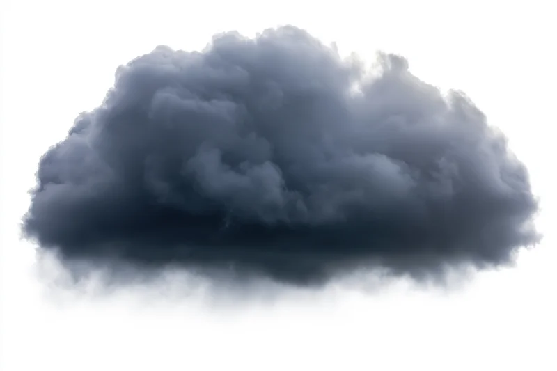 Dark storm cloud isolated against white background
