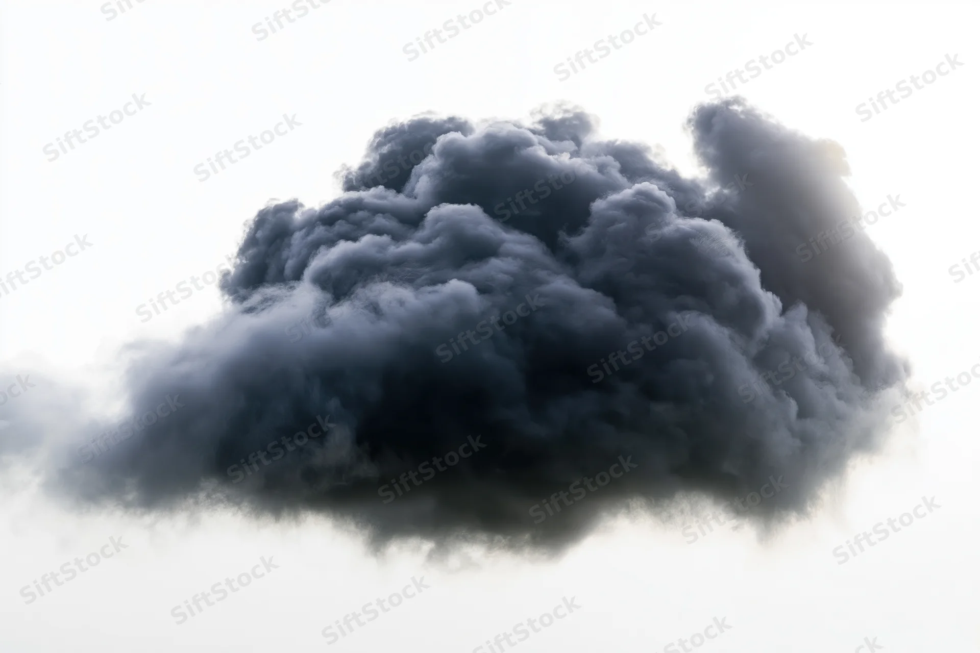 Dark storm cloud isolated against white background