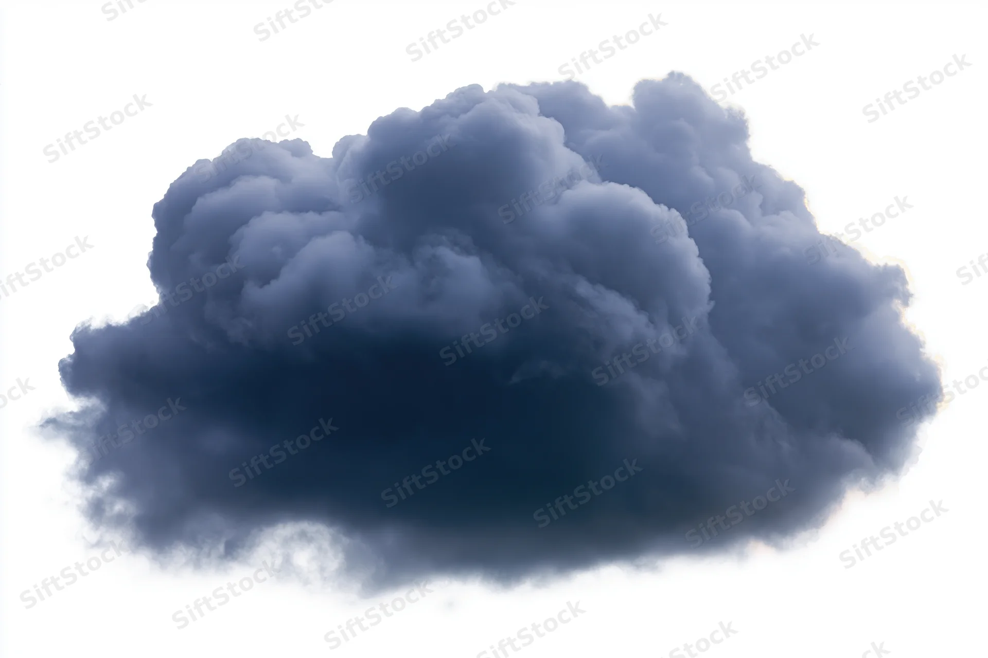 Dark storm cloud isolated against white background