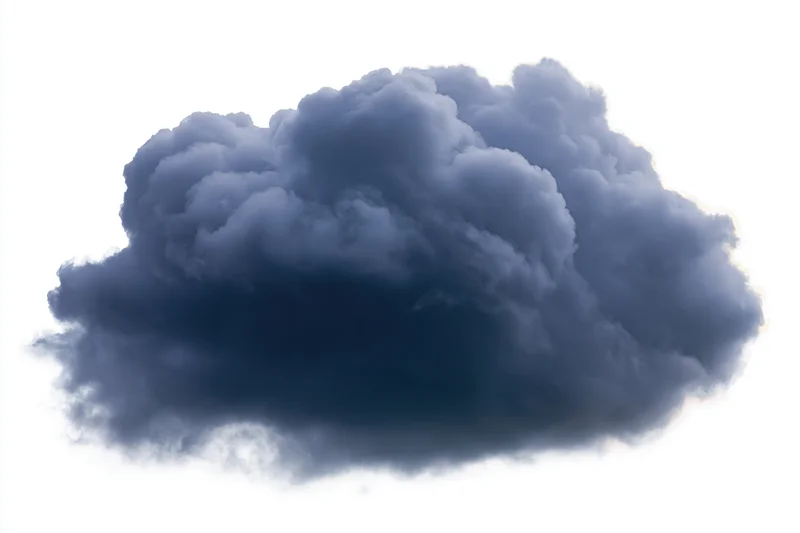 Dark storm cloud isolated against white background