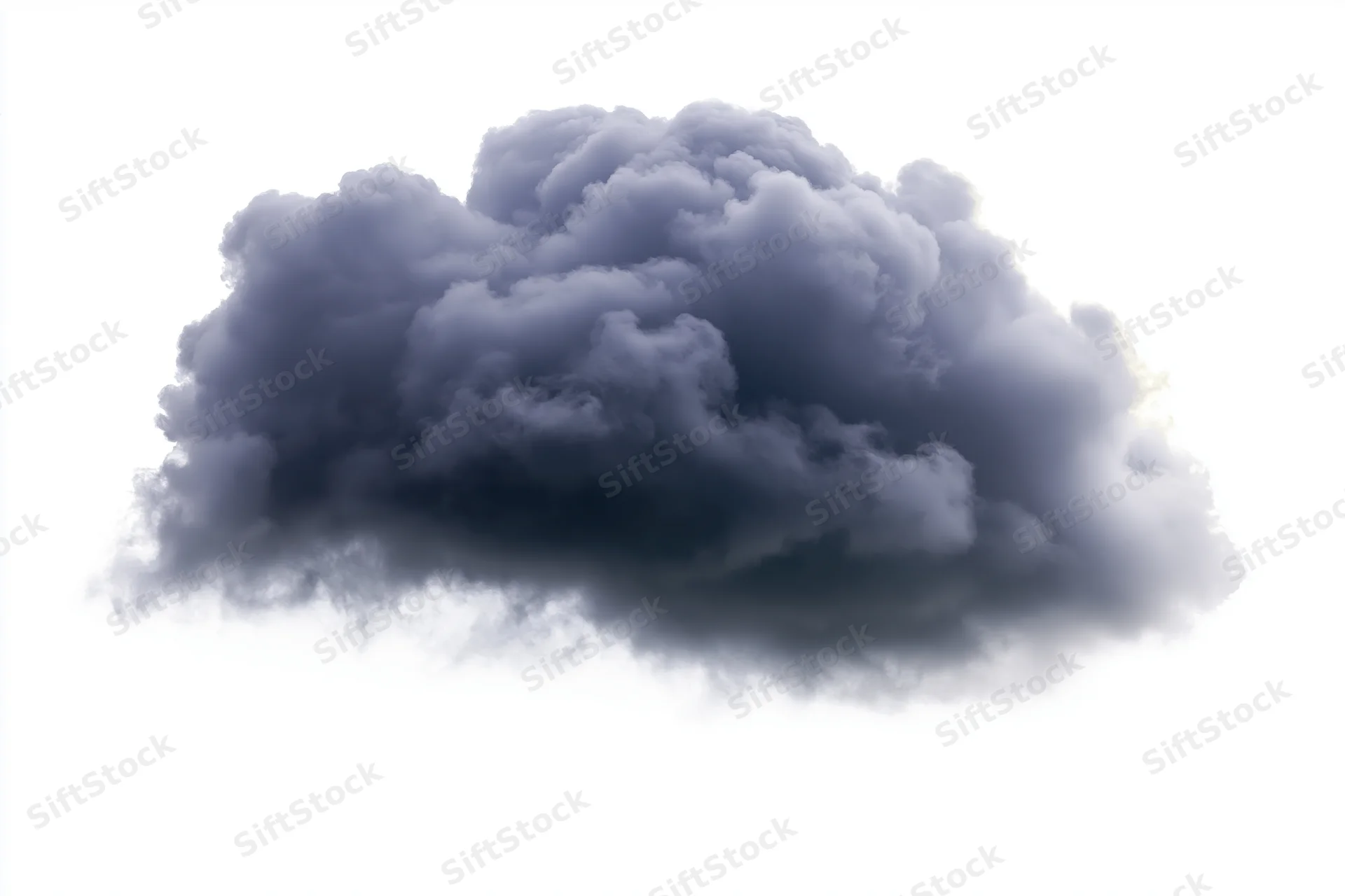 Dark storm cloud isolated against white background