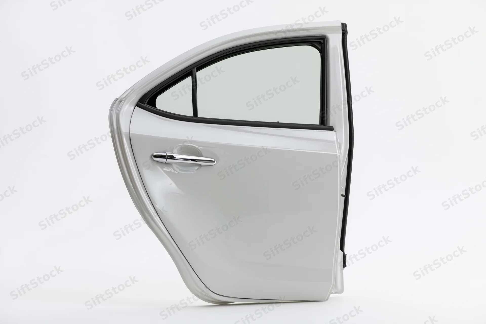 White car door standing upright isolated on white background