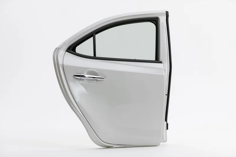 White car door standing upright isolated on white background