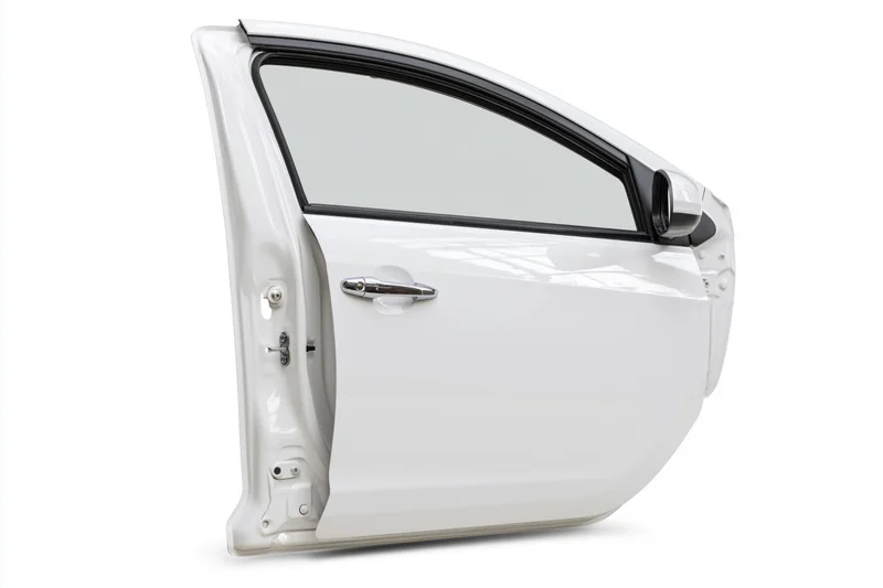 White car door standing upright isolated on white background