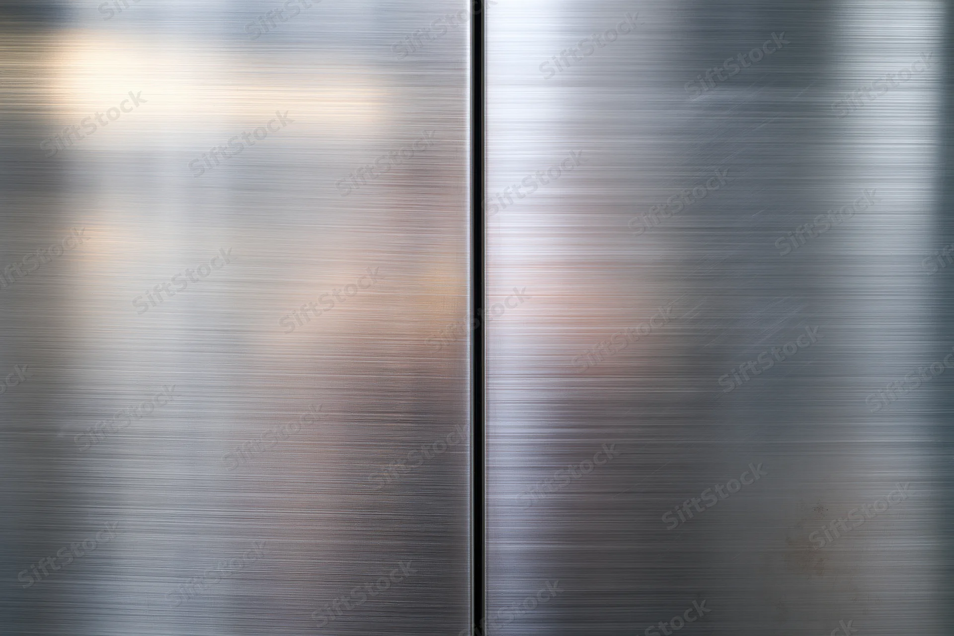 Two brushed stainless steel panels meeting at a vertical seam