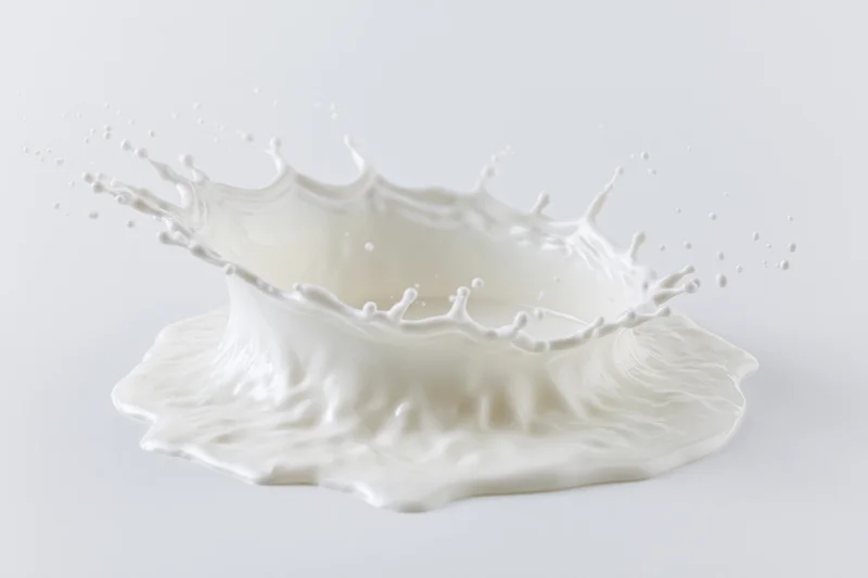 Milk splash frozen mid-motion forming a crown shape on white background