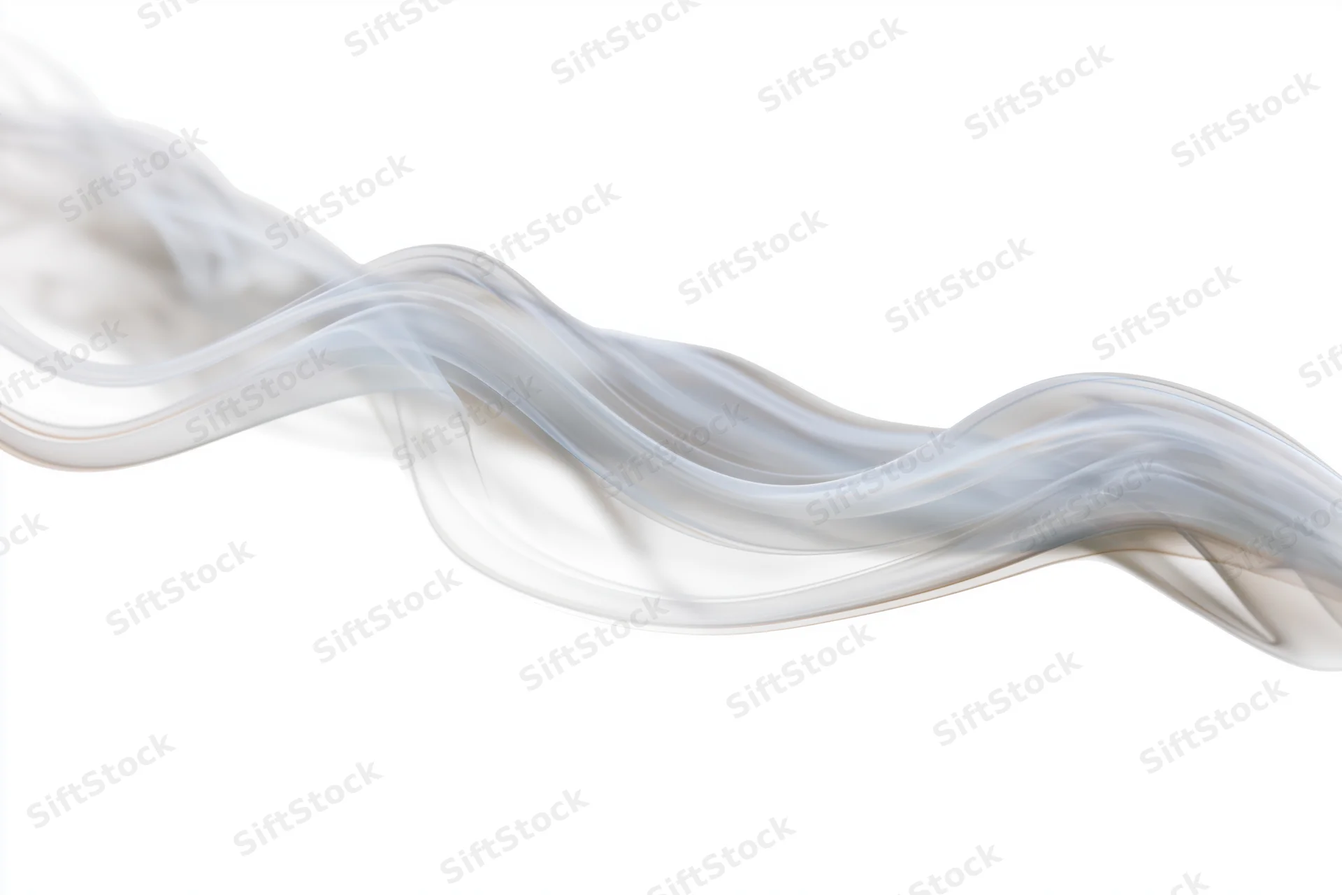 Thin wisp of white smoke curling and rising against a plain white background