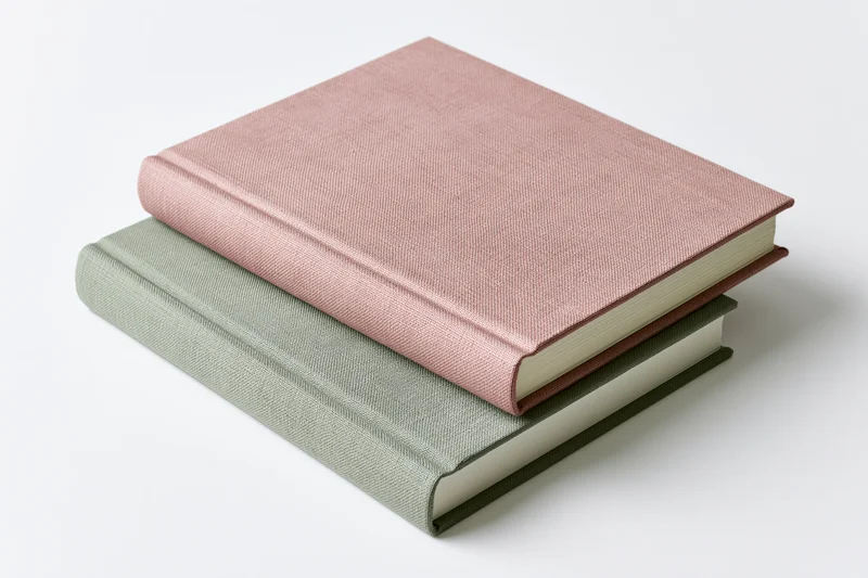 Two hardcover books stacked at an angle on a white background