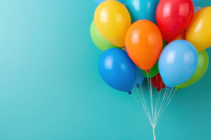 Bunch of helium balloons clustered on the background