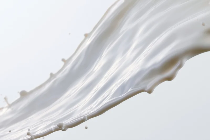 Flowing wave of white milk mid-splash against plain background