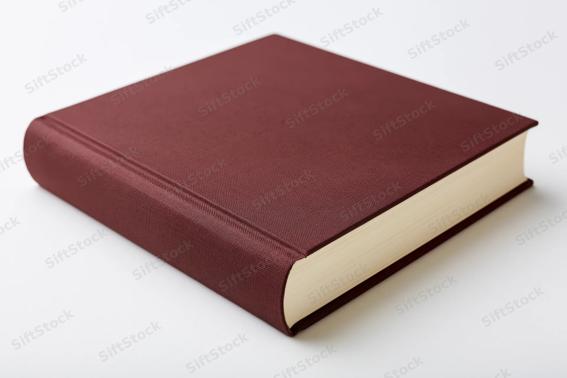 Hardcover book with plain dark reddish-brown cloth cover on white background