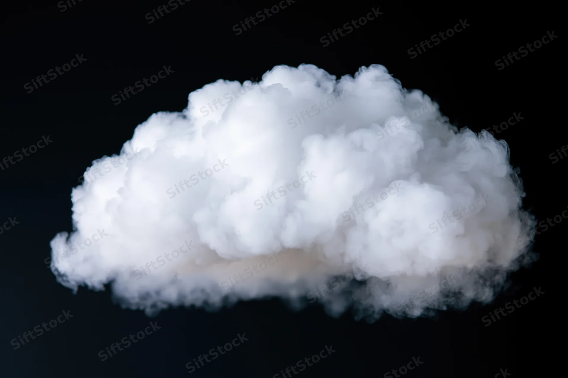 White cloud formation floating against black background