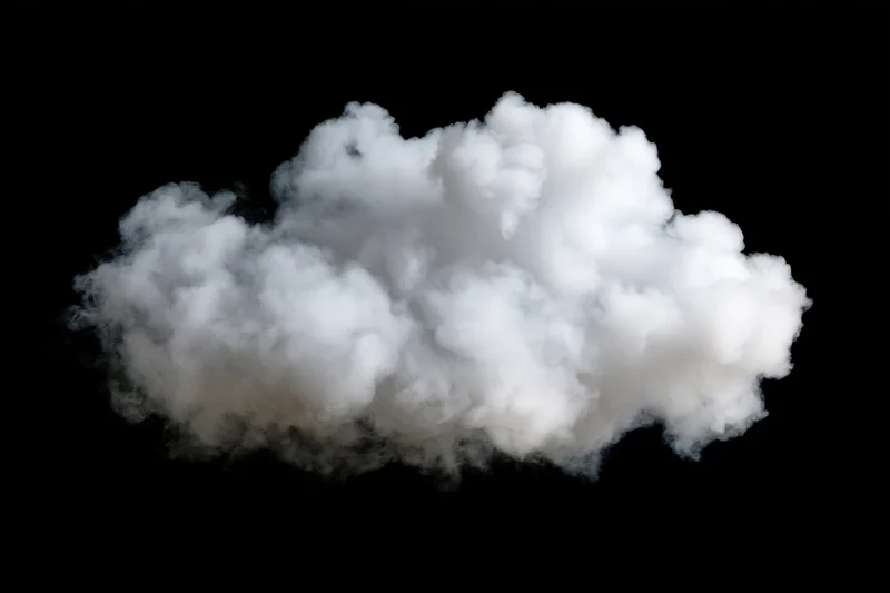 White cloud floating isolated against black background