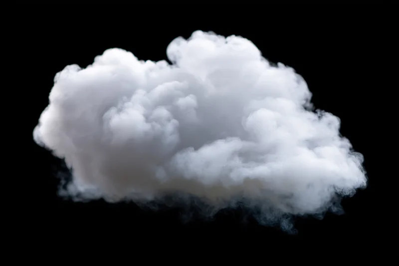White cloud floating isolated against black background