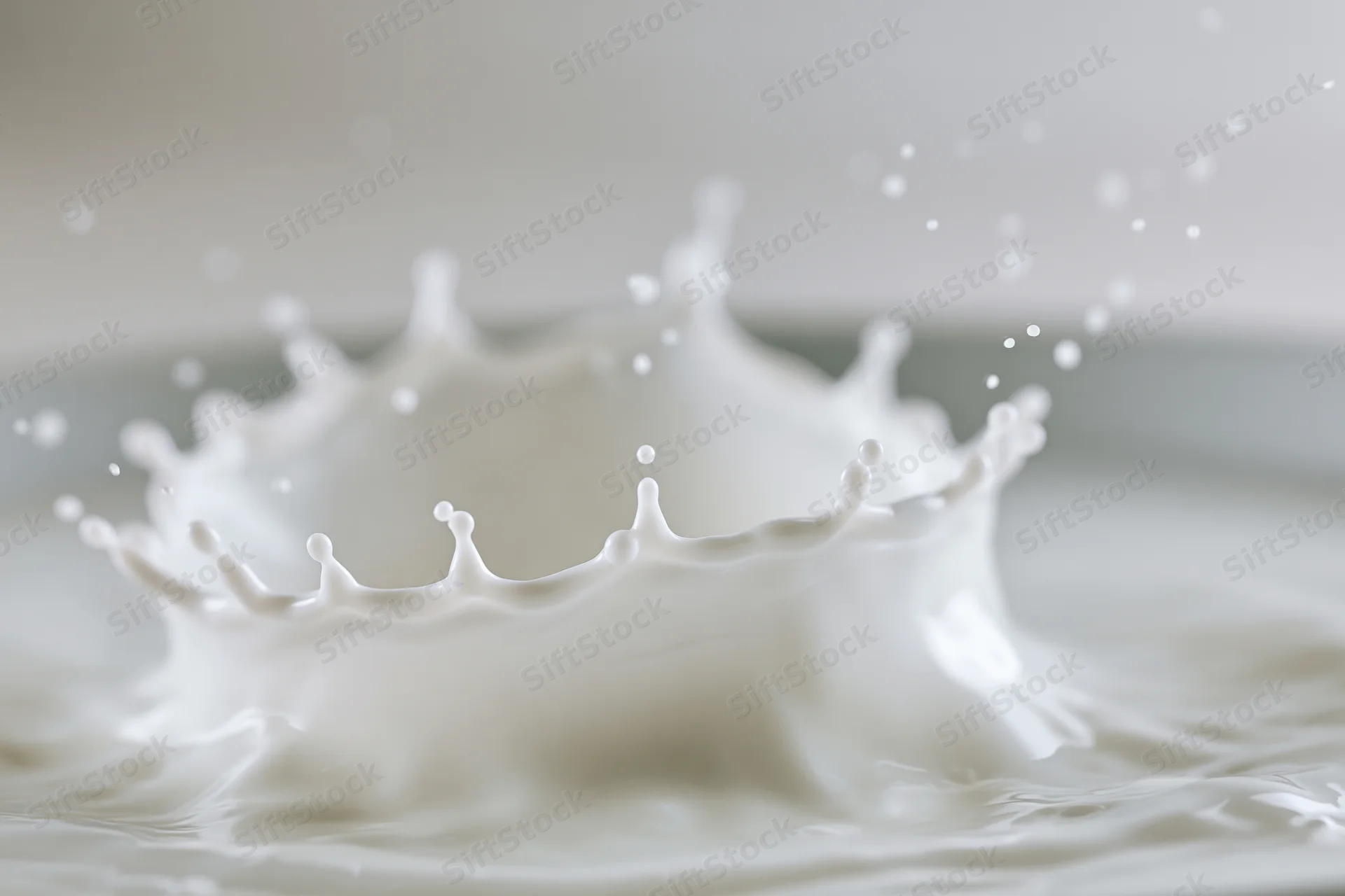 Milk splash forming a crown shape frozen mid-motion in a studio setting