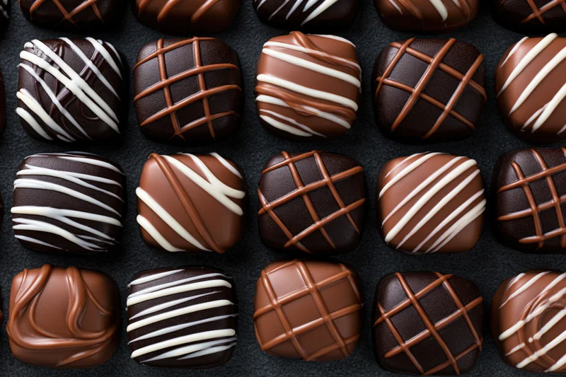 Chocolate Truffles Array: Assorted Drizzled Cocoa Squares fo