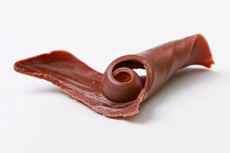 Milk chocolate curl shaving on white background