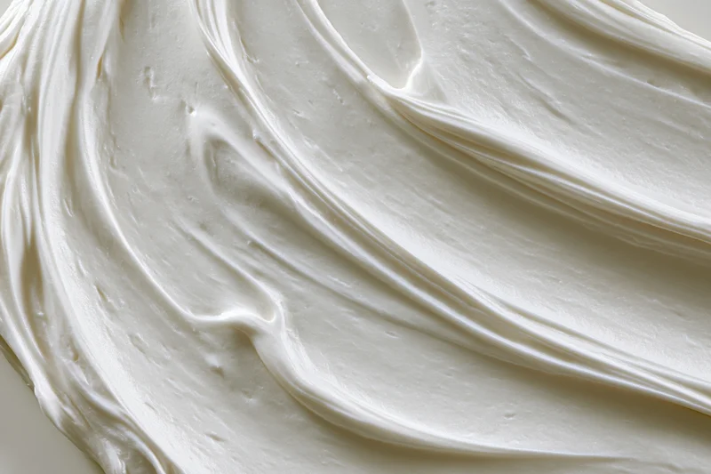 Close-up of smooth white cream with swirling texture