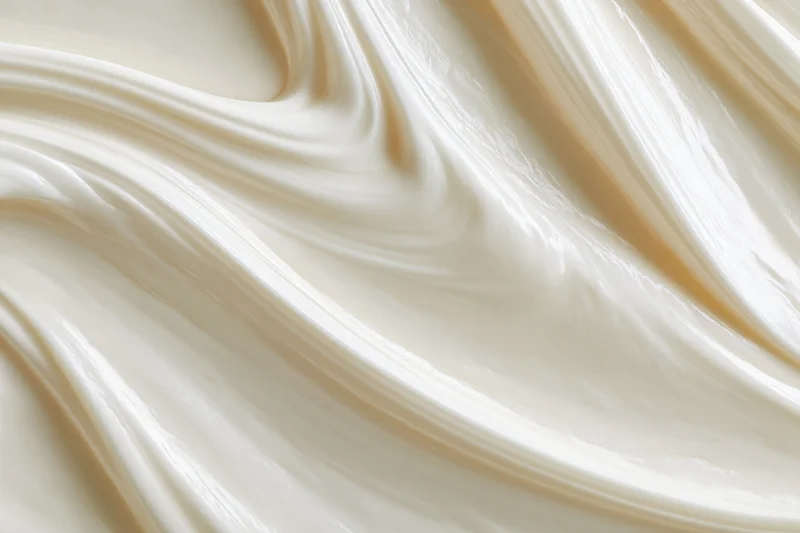 Close-up of smooth white cream with swirling texture